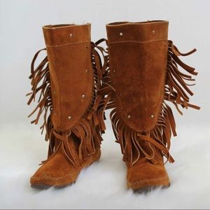 Vintage Minnetonka Suede Moccasin Mid Calf Boot